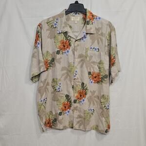 Islander Men's XXL Beige Hawaiian Floral Short Sleeve Shirt Pocket